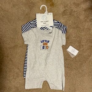 2 Pack Free Planet Baby 100% Cotton Rompers 12 Months